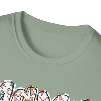 Mama Floral Typography T-Shirt — 'MAMA' Bow Graphic, Cute Mother's Day Gift