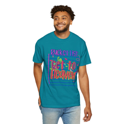 Get to Heaven T-Shirt — "Bucket List" Colorful Notebook Graphic