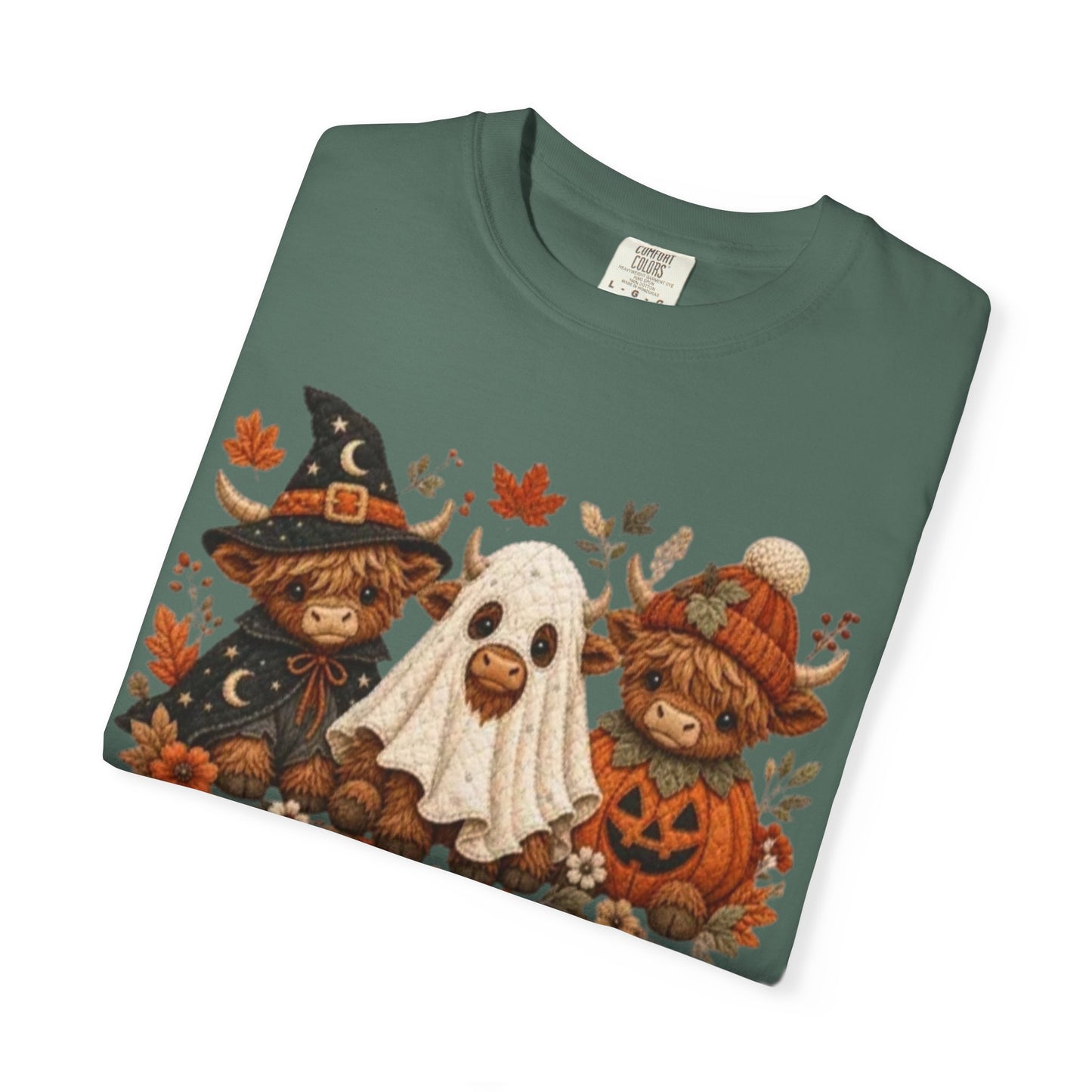 Halloween Highland Cows & Ghost T-shirt