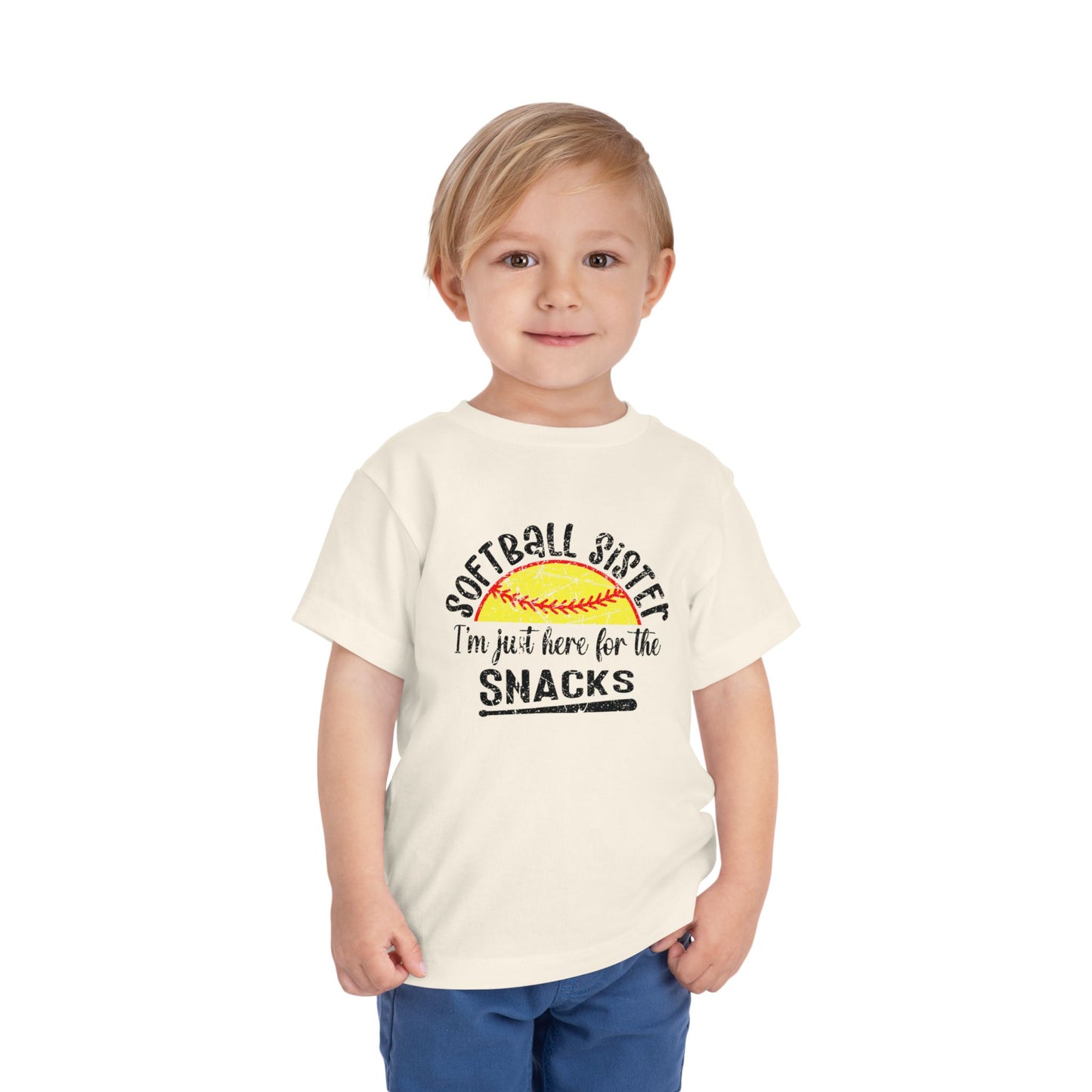 Toddler Tee — "Softball Sister I'm Just Here for the Snacks" Cute Sports Shirt