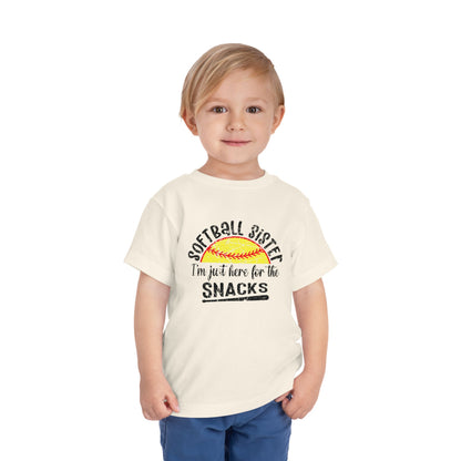 Toddler Tee — "Softball Sister I'm Just Here for the Snacks" Cute Sports Shirt