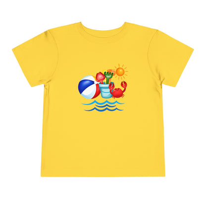 Toddler Tee — Colorful Beach Crab & Sand Pail Summer Shirt