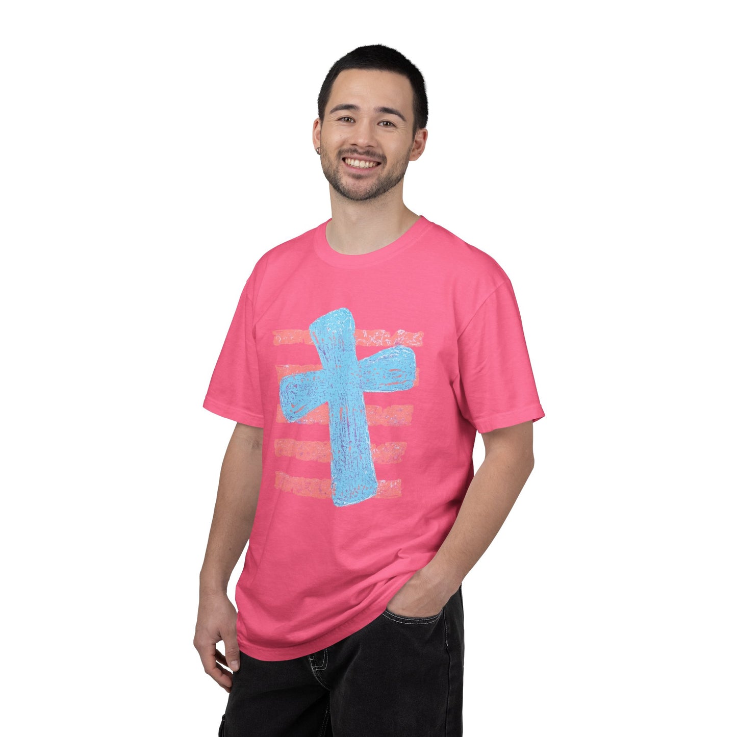 Cross & Stripes T-Shirt — Retro Coastal Church Graphic Tee