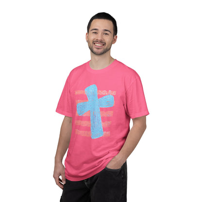 Cross & Stripes T-Shirt — Retro Coastal Church Graphic Tee