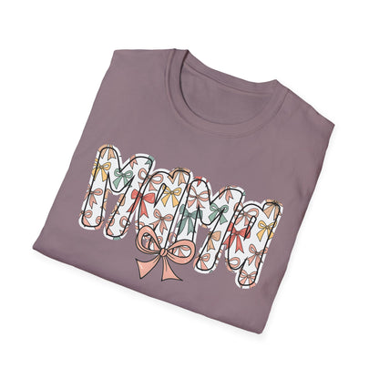Mama Floral Typography T-Shirt — 'MAMA' Bow Graphic, Cute Mother's Day Gift