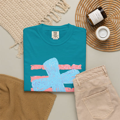 Cross & Stripes T-Shirt — Retro Coastal Church Graphic Tee