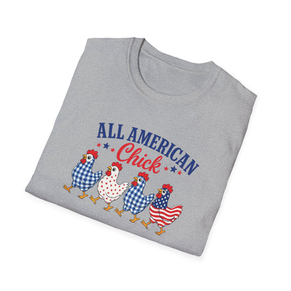 All American Chick T-Shirt — Patriotic Fourth of July Chicken Tee