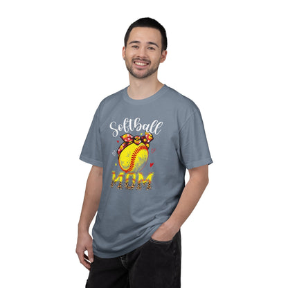 Softball Mom T‑Shirt — 'MOM' with Softball Bandana Graphic