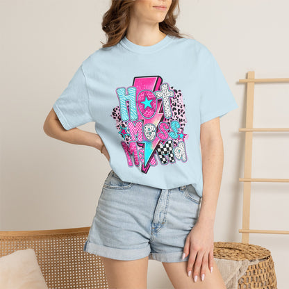 Retro Hot Mess Mama T-Shirt — Pink Lightning Graphic Tee