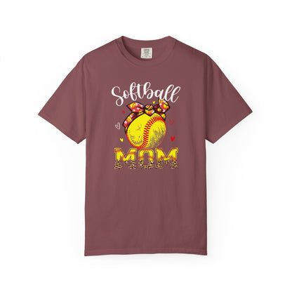 Softball Mom T‑Shirt — 'MOM' with Softball Bandana Graphic