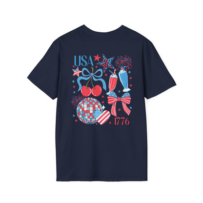 Patriotic Cherry T-Shirt — USA 1776 Fourth of July Graphic Tee