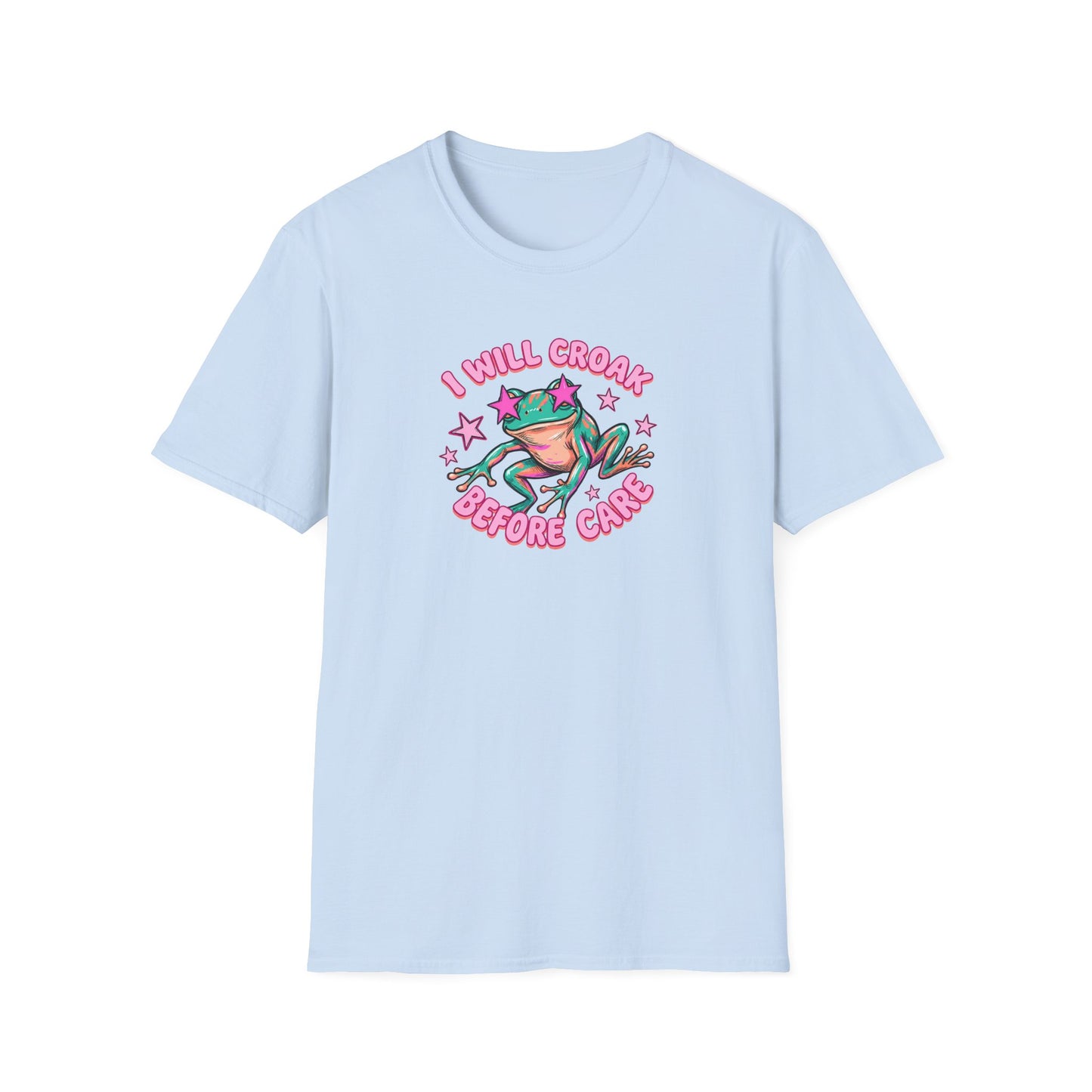 Funny Frog T-Shirt — "I Will Croak Before I Care" Cute Retro Frog Graphic Tee