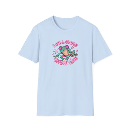 Funny Frog T-Shirt — "I Will Croak Before I Care" Cute Retro Frog Graphic Tee
