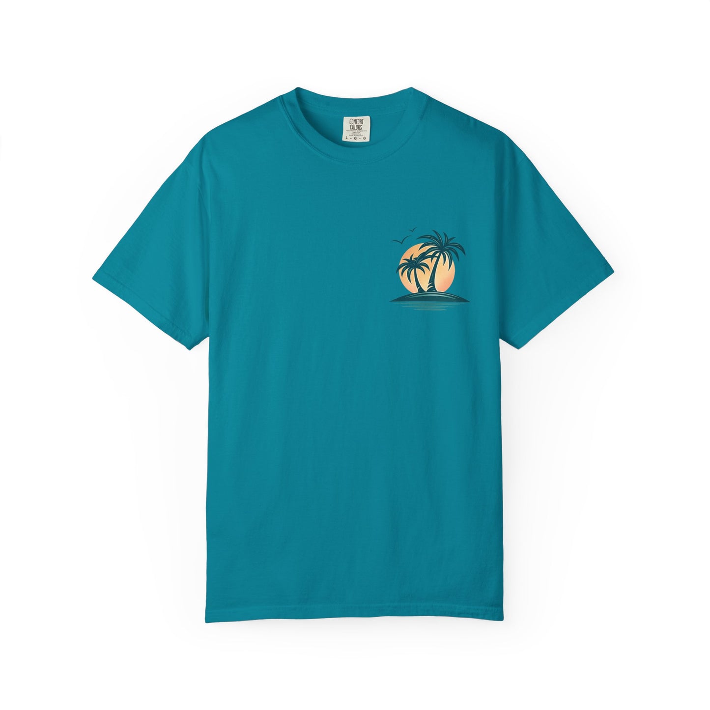 Palm Island Sunset T-Shirt — Tropical Beach Graphic Tee