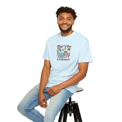 Retro Dinosaur Tee — "The Vibe Is In Shambles" Graphic T-Shirt