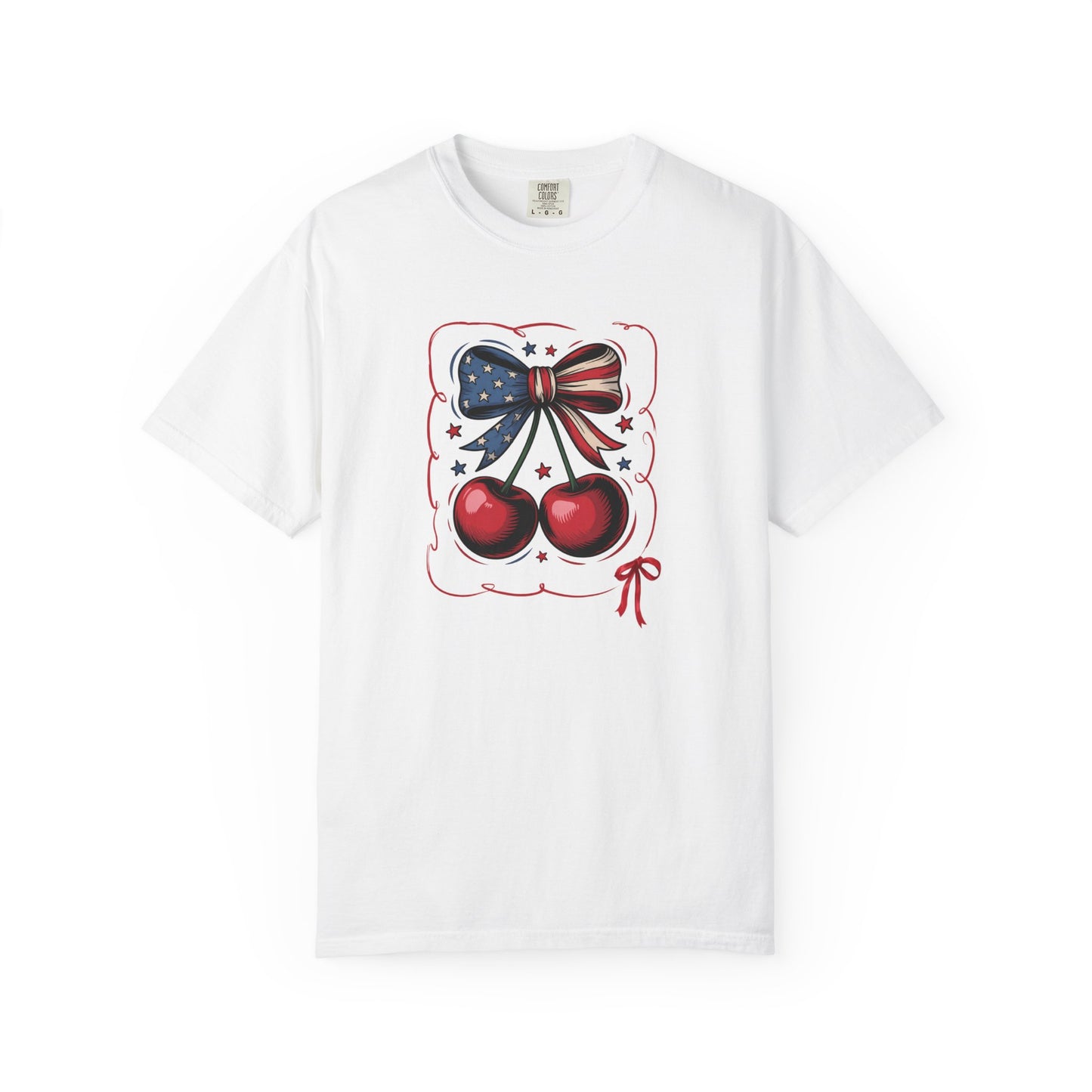 American Flag Cherry T-Shirt — Patriotic Bow Cherry Graphic Tee