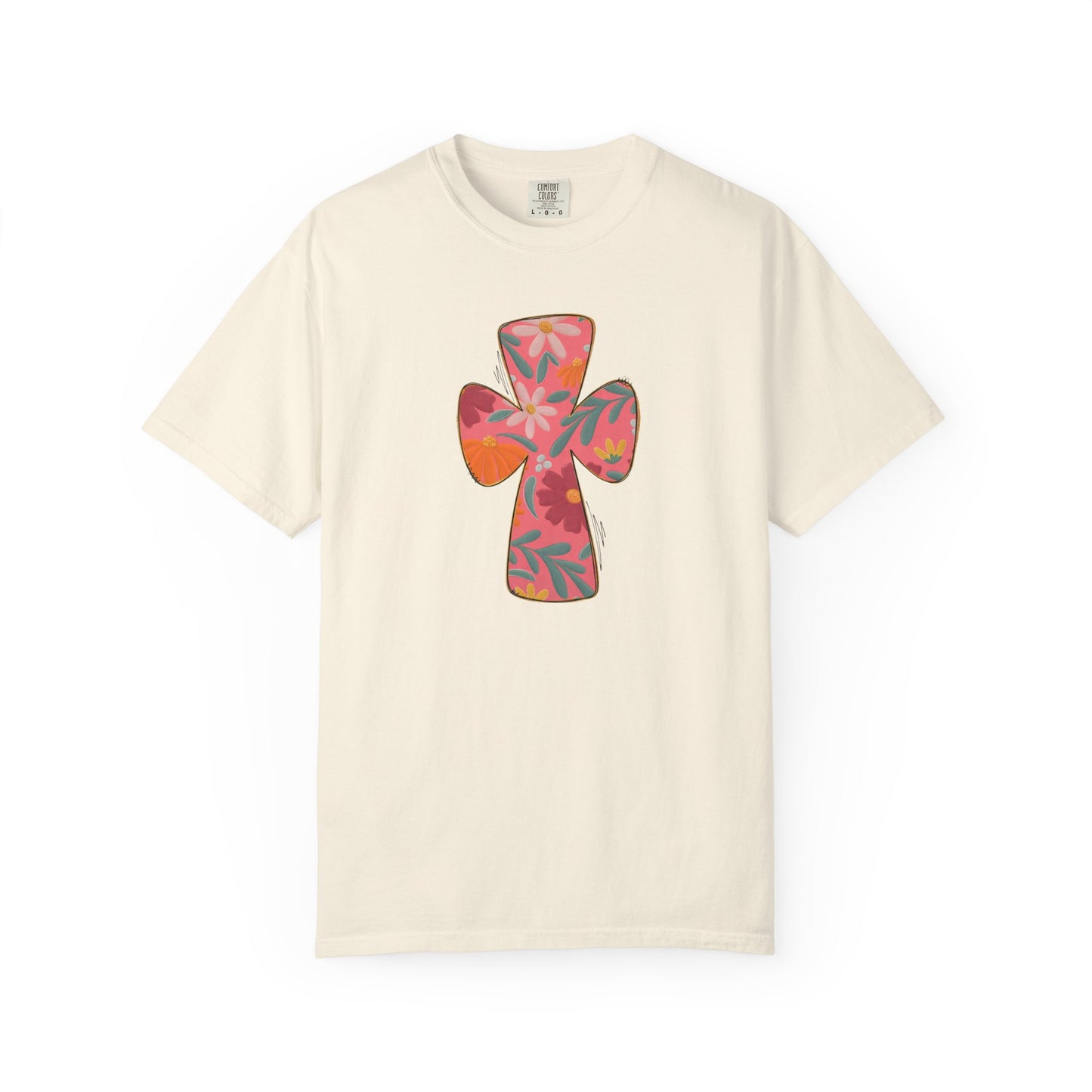 Floral Cross T-Shirt — Tropical Flower Graphic Tee