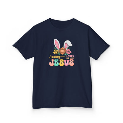 Kids Tee — "Hippie Bunny Jesus" Pastel Easter Graphic