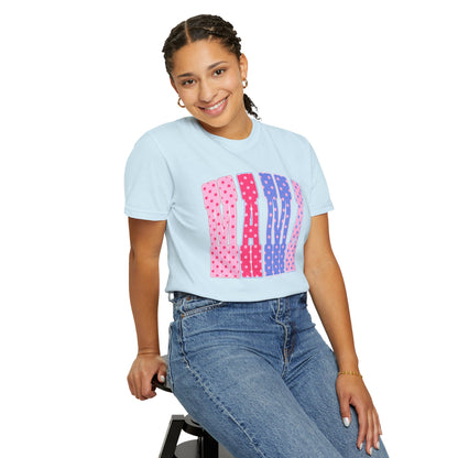 Mama Polka Dot Graphic T-Shirt — Pink & Purple Retro Mother's Day Tee
