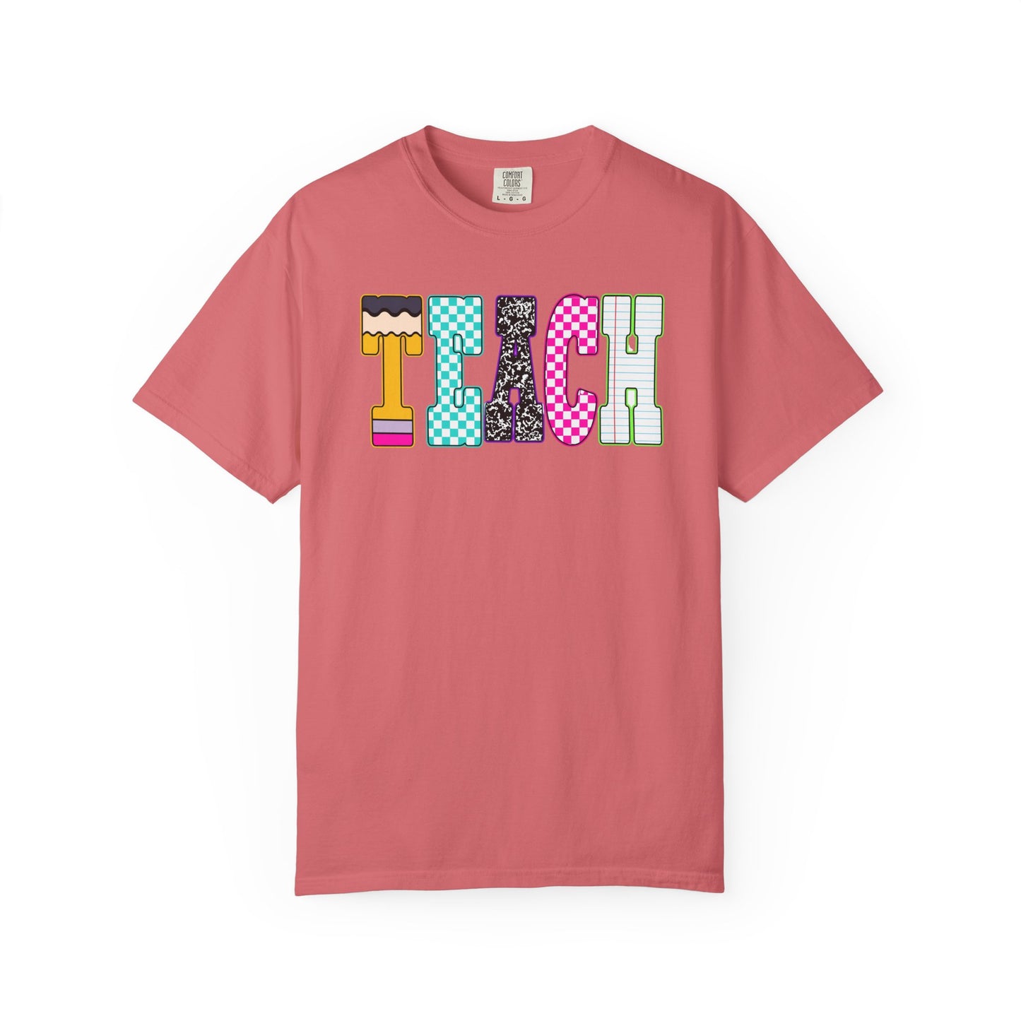 Teach Colorblock Graphic T-Shirt — Fun Teacher Appreciation Tee