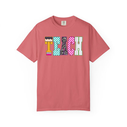 Teach Colorblock Graphic T-Shirt — Fun Teacher Appreciation Tee