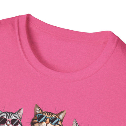 Funny Cats in Bathing Suits T-Shirt — Retro Trio Cat Beach Tee