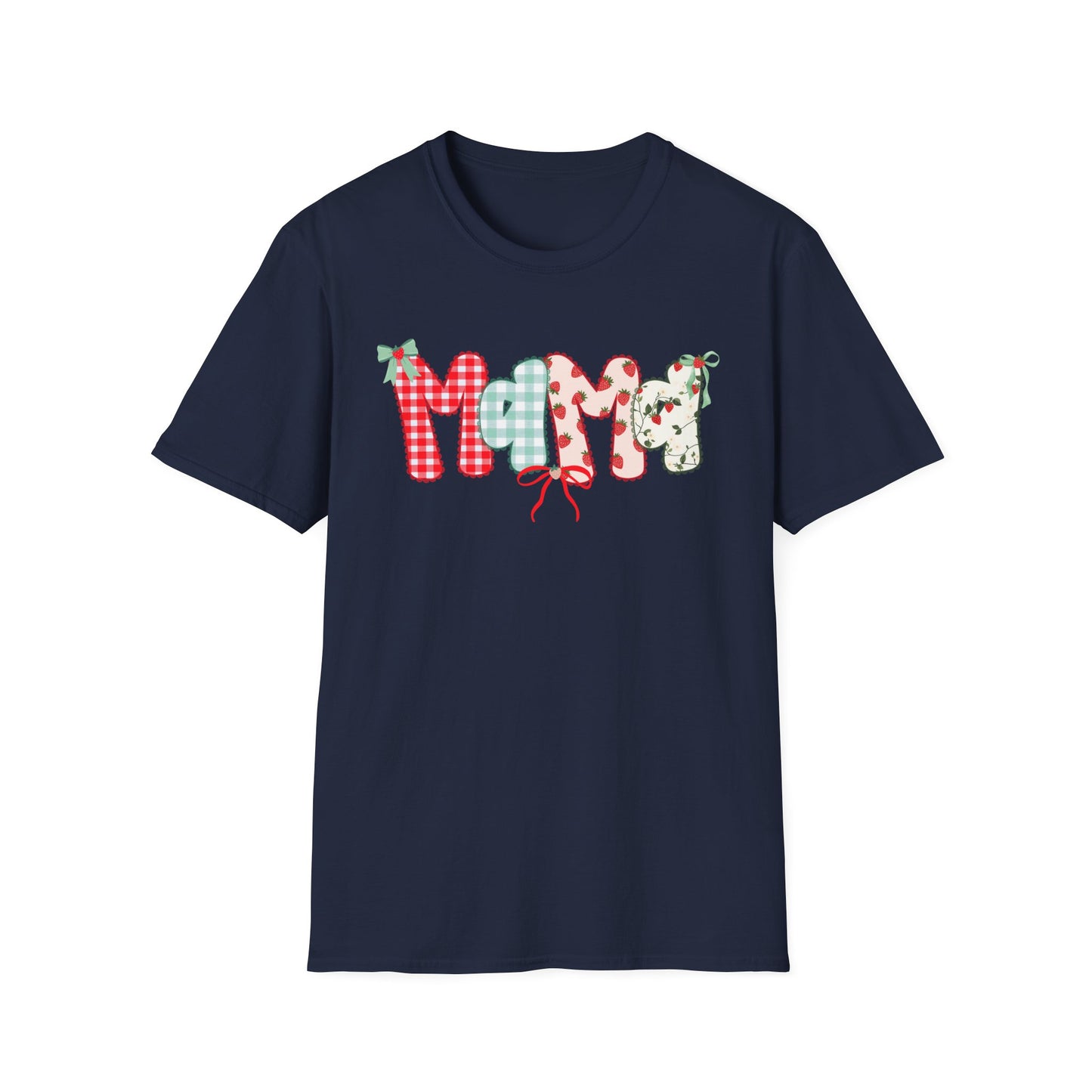 Mama Patterned Patchwork T-Shirt — Floral & Gingham "Mama" Design, Cute Mother's Day Gift