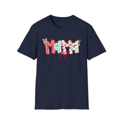 Mama Patterned Patchwork T-Shirt — Floral & Gingham "Mama" Design, Cute Mother's Day Gift