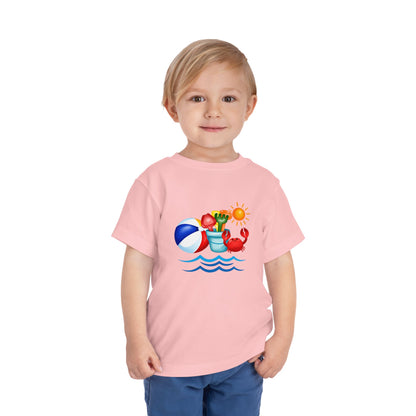 Toddler Tee — Colorful Beach Crab & Sand Pail Summer Shirt