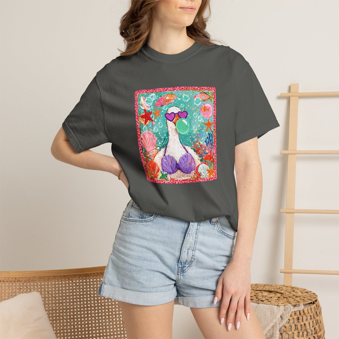 Goose in Bikini Beach T-Shirt — Cute Retro Seaside Graphic Tee
