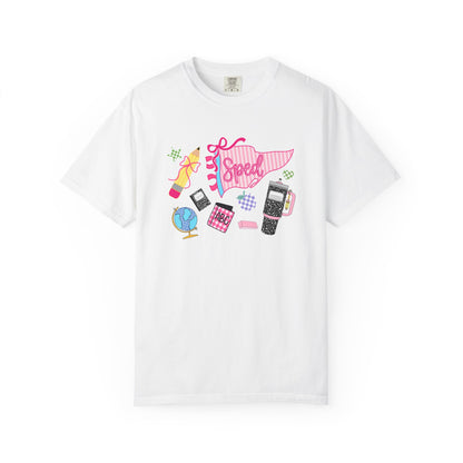 Retro Tech Collage T-Shirt — 'Speed' Graphic Tee for 90s Nostalgia