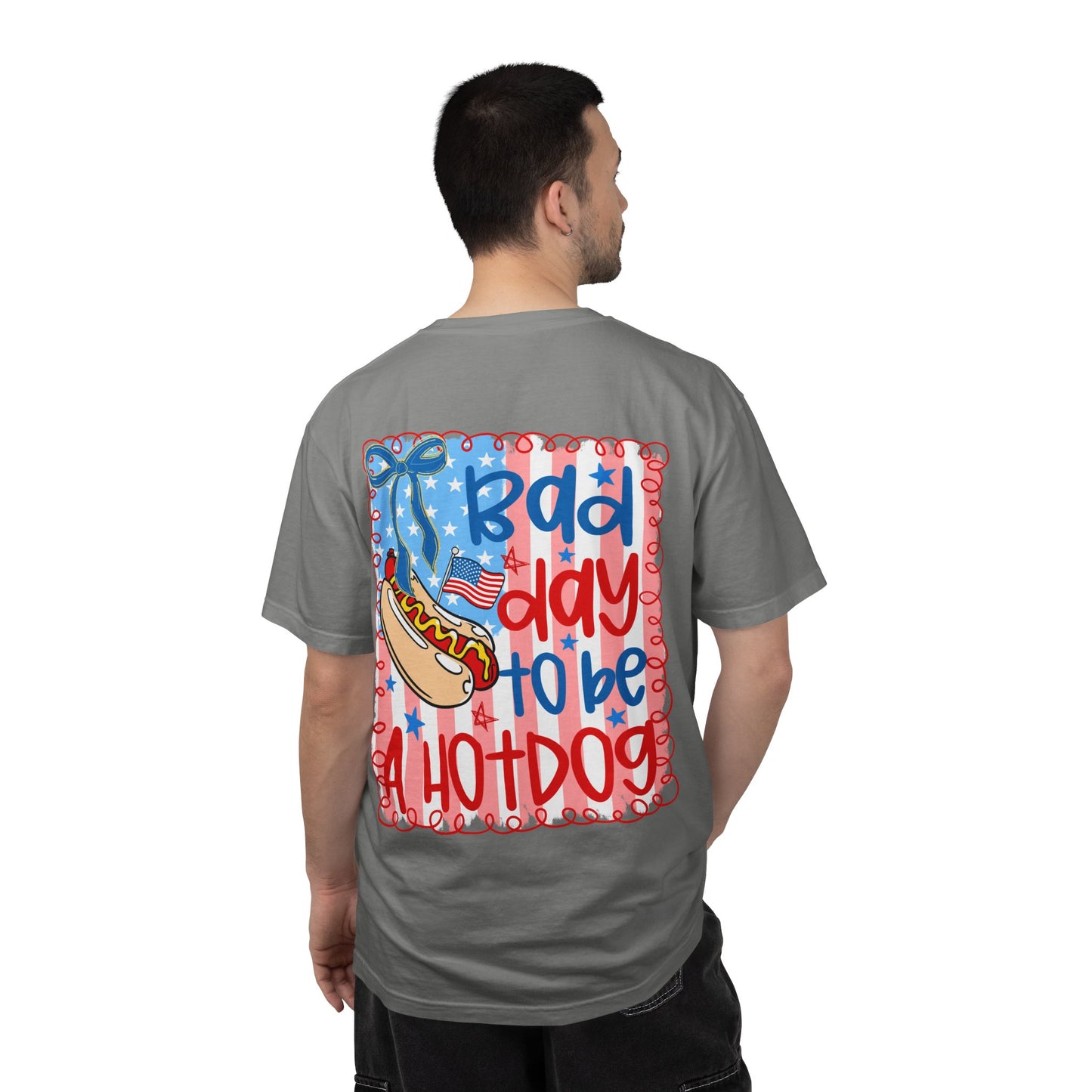 Hot Dog Graphic T-Shirt — "Bad Day to Be a Hot Dog" Patriotic Tee
