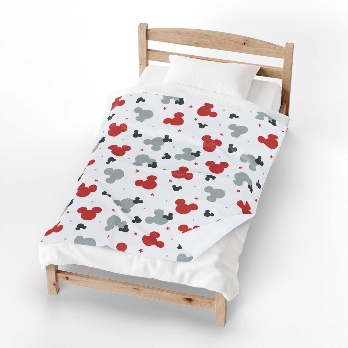 Plush Blanket — Red & Gray Mouse Head Pattern Velveteen Throw