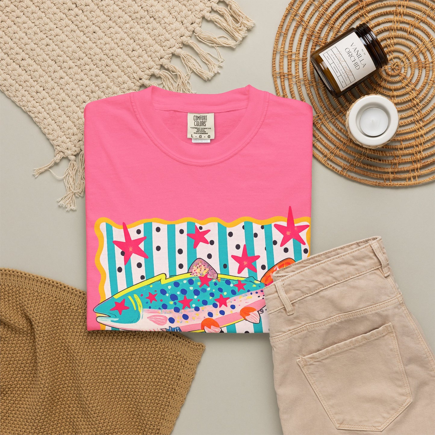 Fish Pattern T-Shirt — Colorful Retro Sea Life Graphic Tee