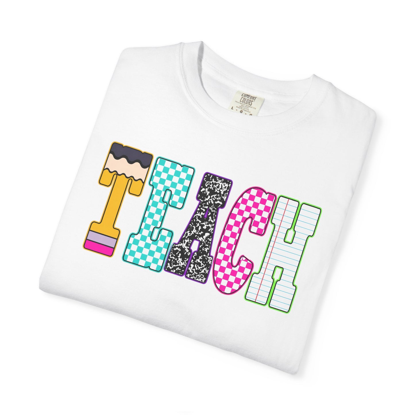 Teach Colorblock Graphic T-Shirt — Fun Teacher Appreciation Tee