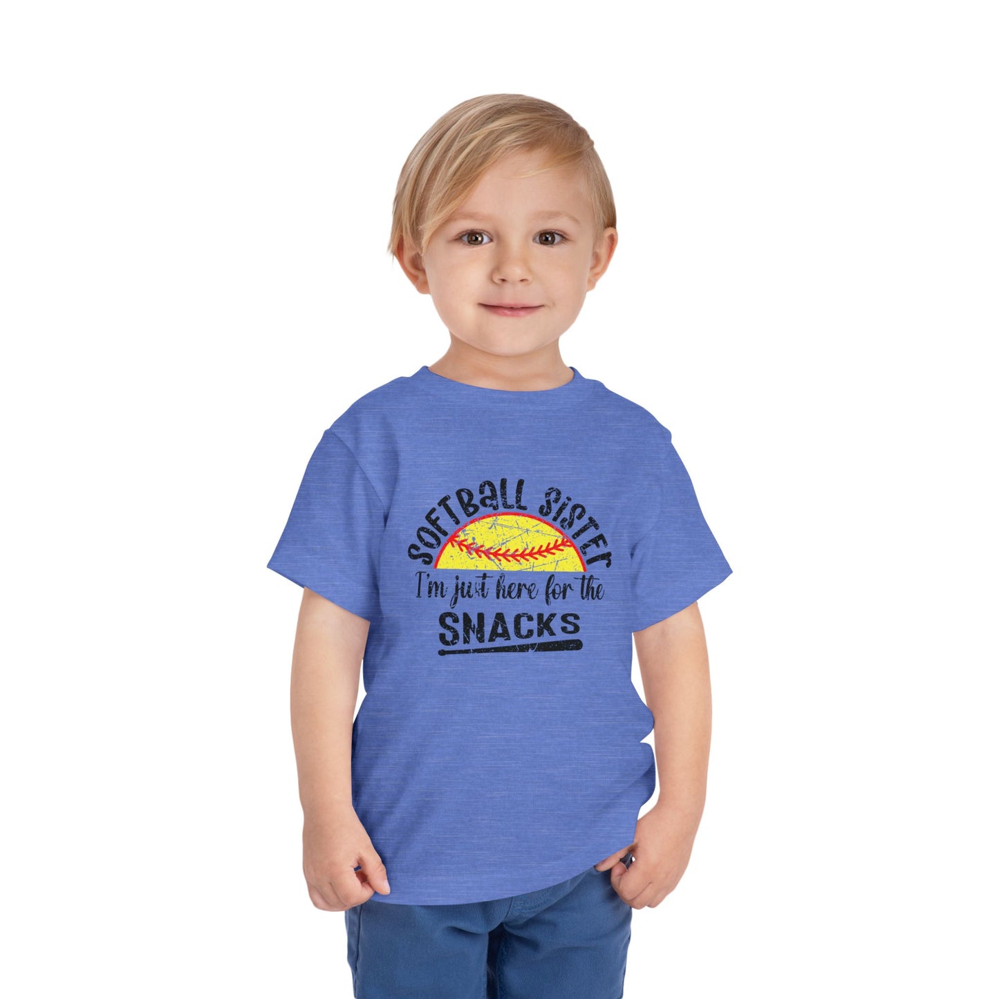 Toddler Tee — "Softball Sister I'm Just Here for the Snacks" Cute Sports Shirt