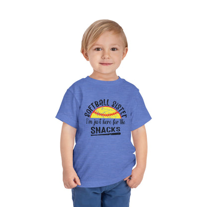 Toddler Tee — "Softball Sister I'm Just Here for the Snacks" Cute Sports Shirt