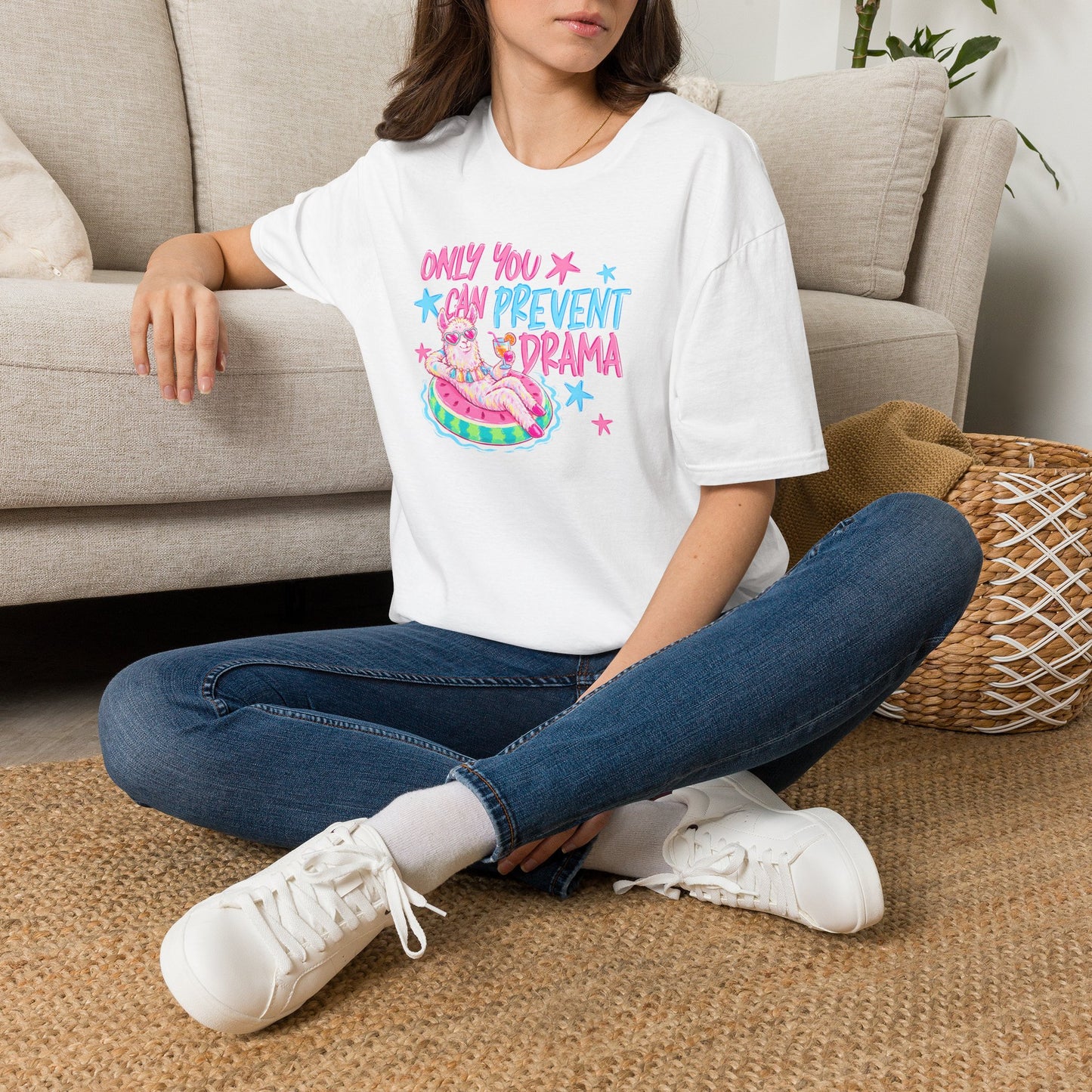 Only You Can Prevent Drama T-Shirt — Cute Llama Pool Float Graphic Tee