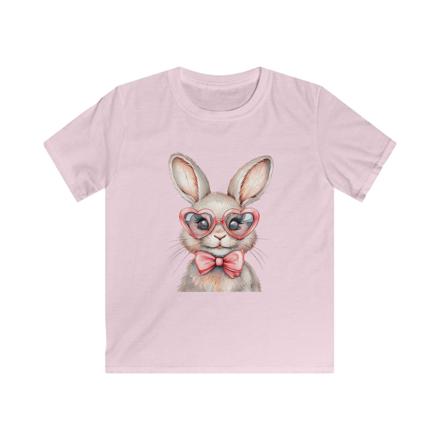 Kids Bunny Tee — Cute Bunny with Heart Glasses & Bow Kids Shirt