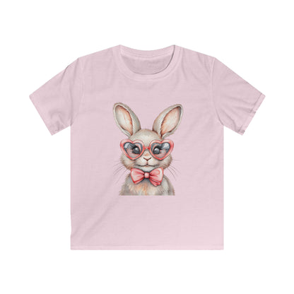 Kids Bunny Tee — Cute Bunny with Heart Glasses & Bow Kids Shirt
