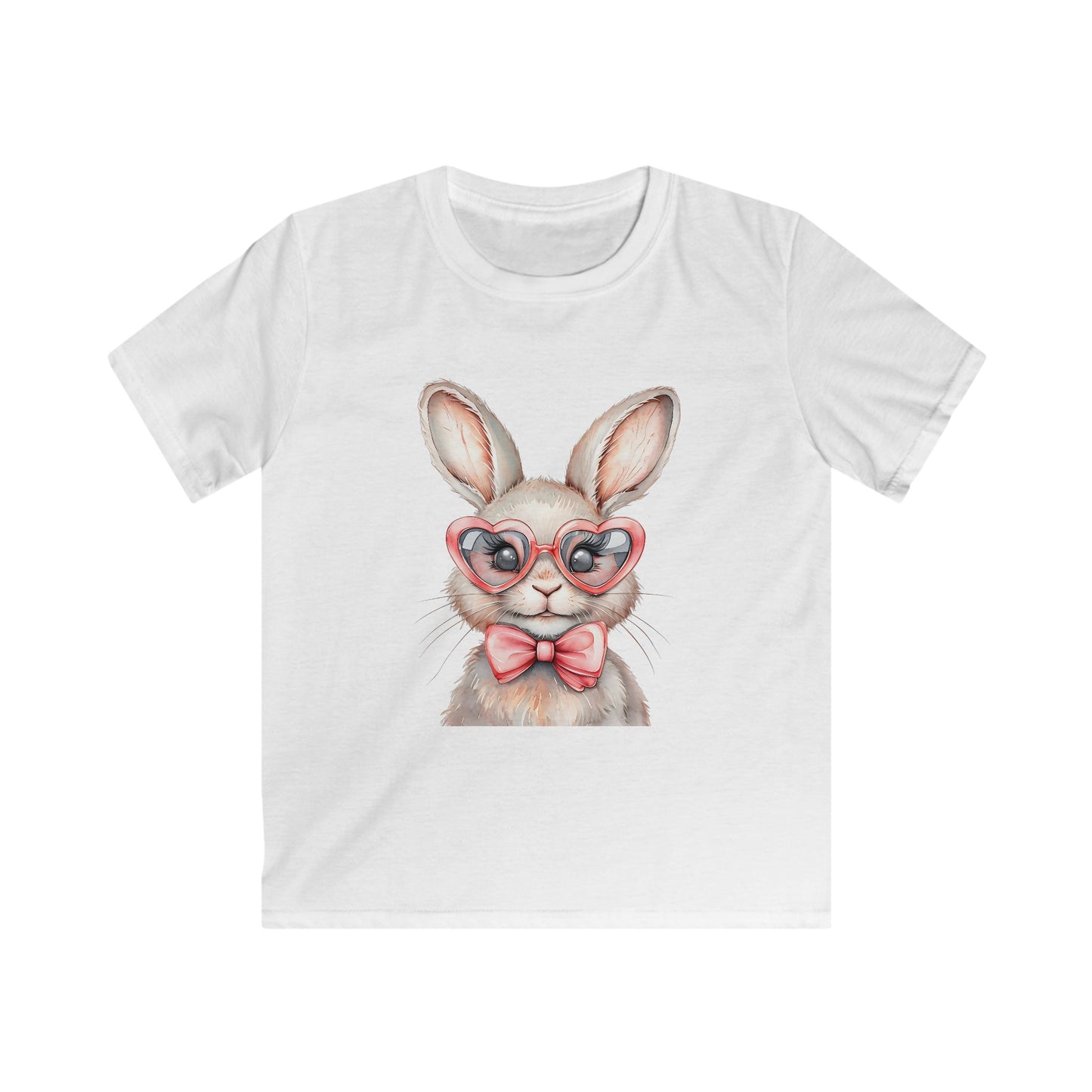 Kids Bunny Tee — Cute Bunny with Heart Glasses & Bow Kids Shirt