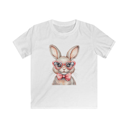 Kids Bunny Tee — Cute Bunny with Heart Glasses & Bow Kids Shirt
