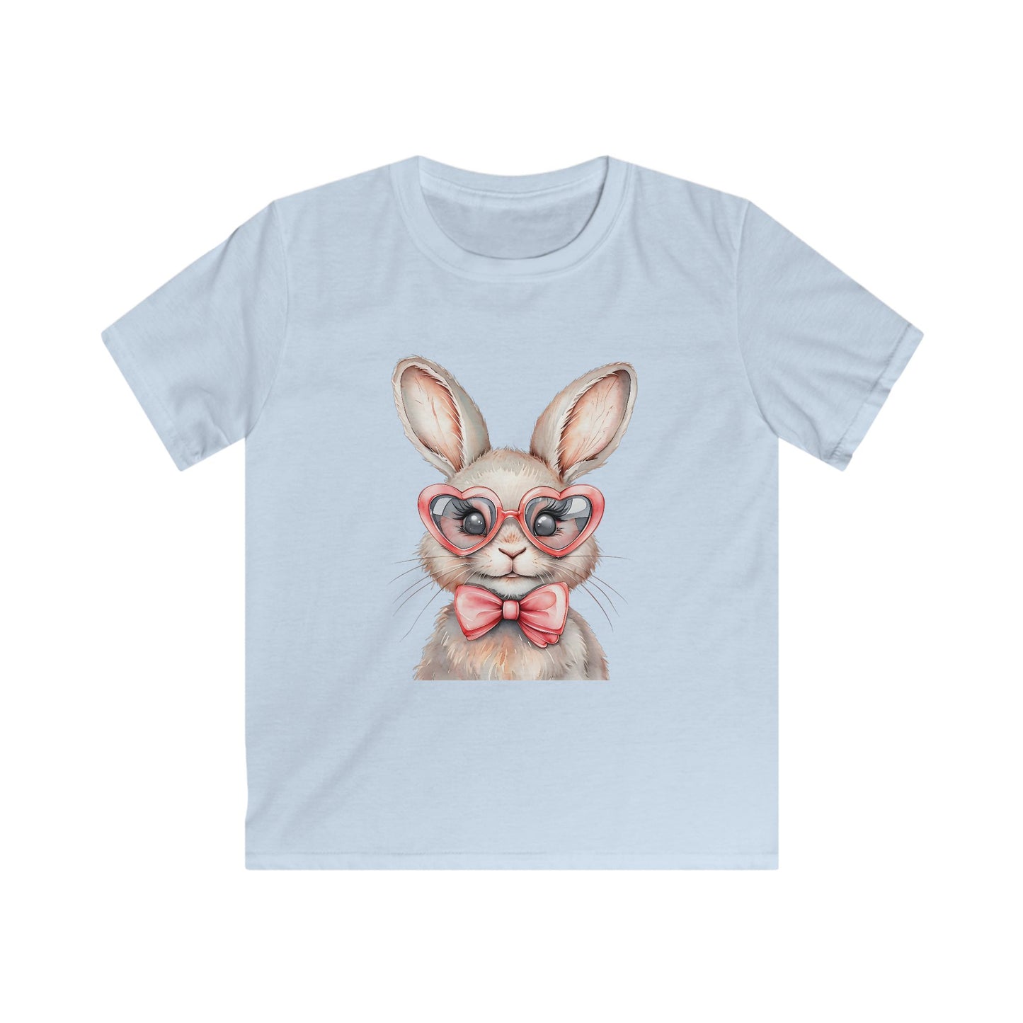 Kids Bunny Tee — Cute Bunny with Heart Glasses & Bow Kids Shirt