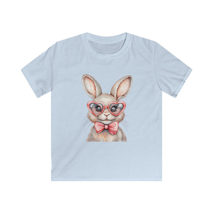 Kids Bunny Tee — Cute Bunny with Heart Glasses & Bow Kids Shirt