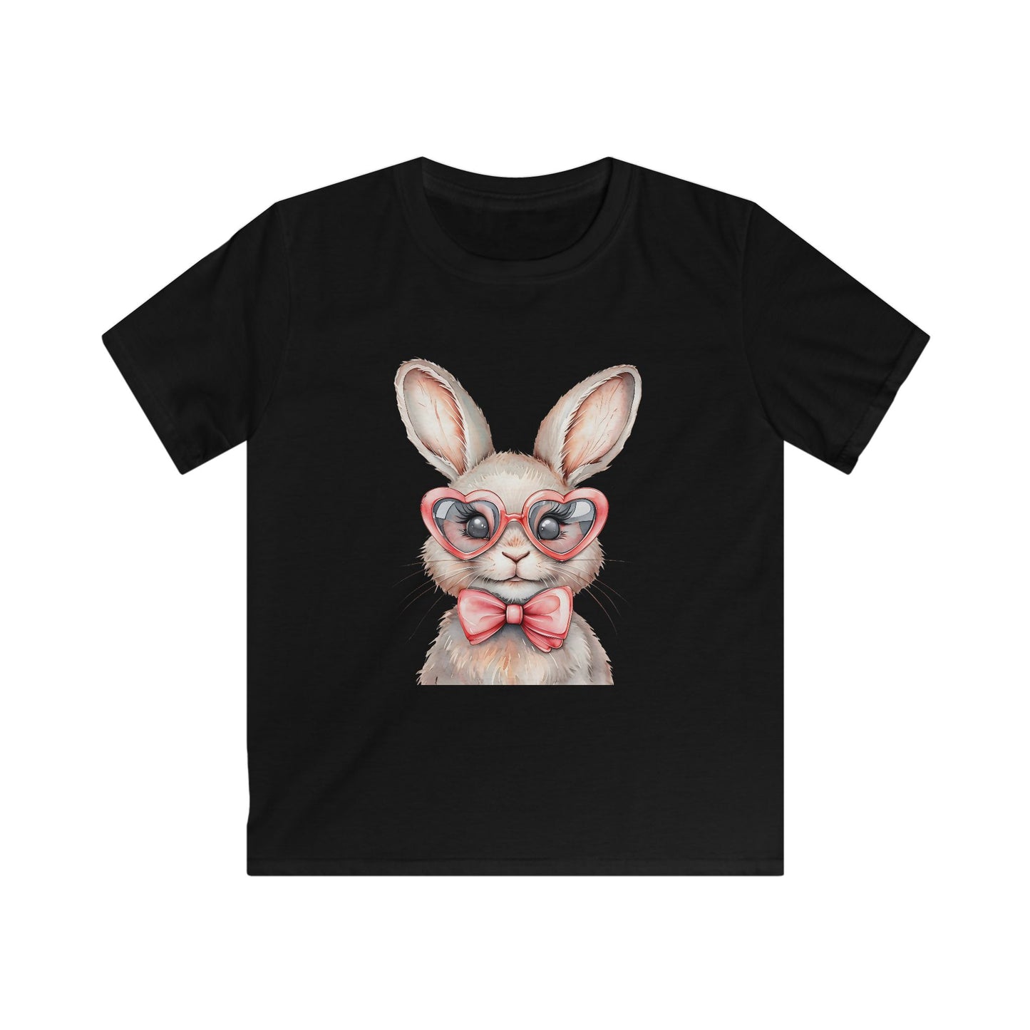 Kids Bunny Tee — Cute Bunny with Heart Glasses & Bow Kids Shirt