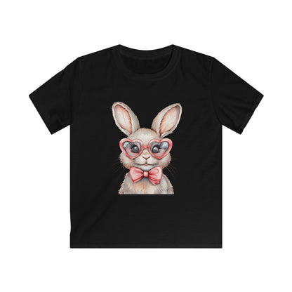 Kids Bunny Tee — Cute Bunny with Heart Glasses & Bow Kids Shirt