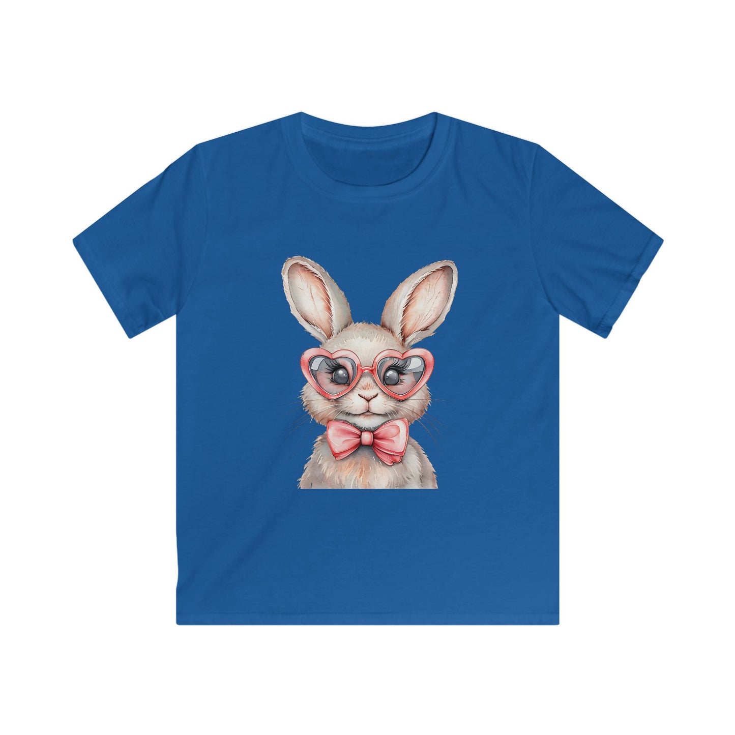 Kids Bunny Tee — Cute Bunny with Heart Glasses & Bow Kids Shirt