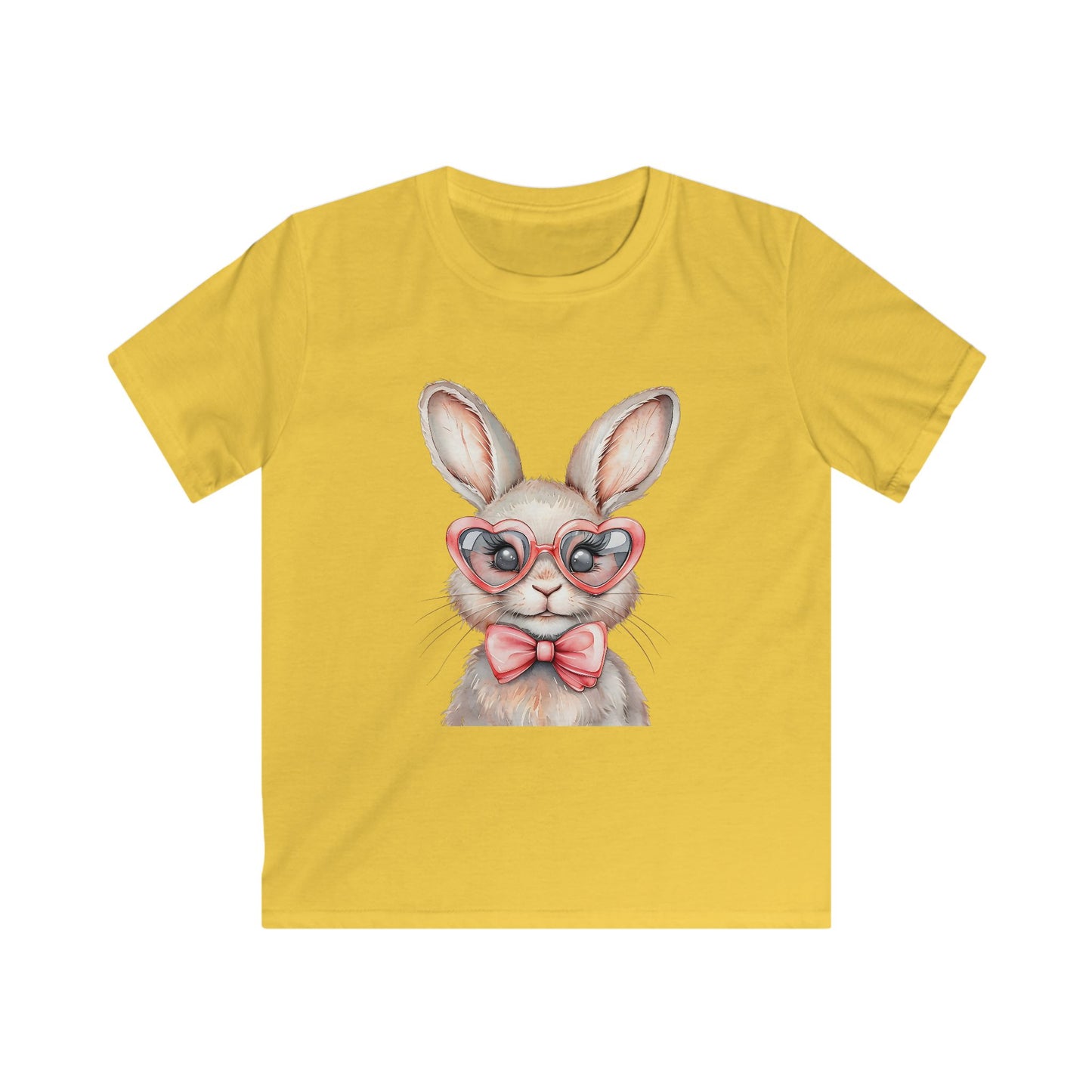 Kids Bunny Tee — Cute Bunny with Heart Glasses & Bow Kids Shirt