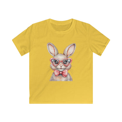 Kids Bunny Tee — Cute Bunny with Heart Glasses & Bow Kids Shirt