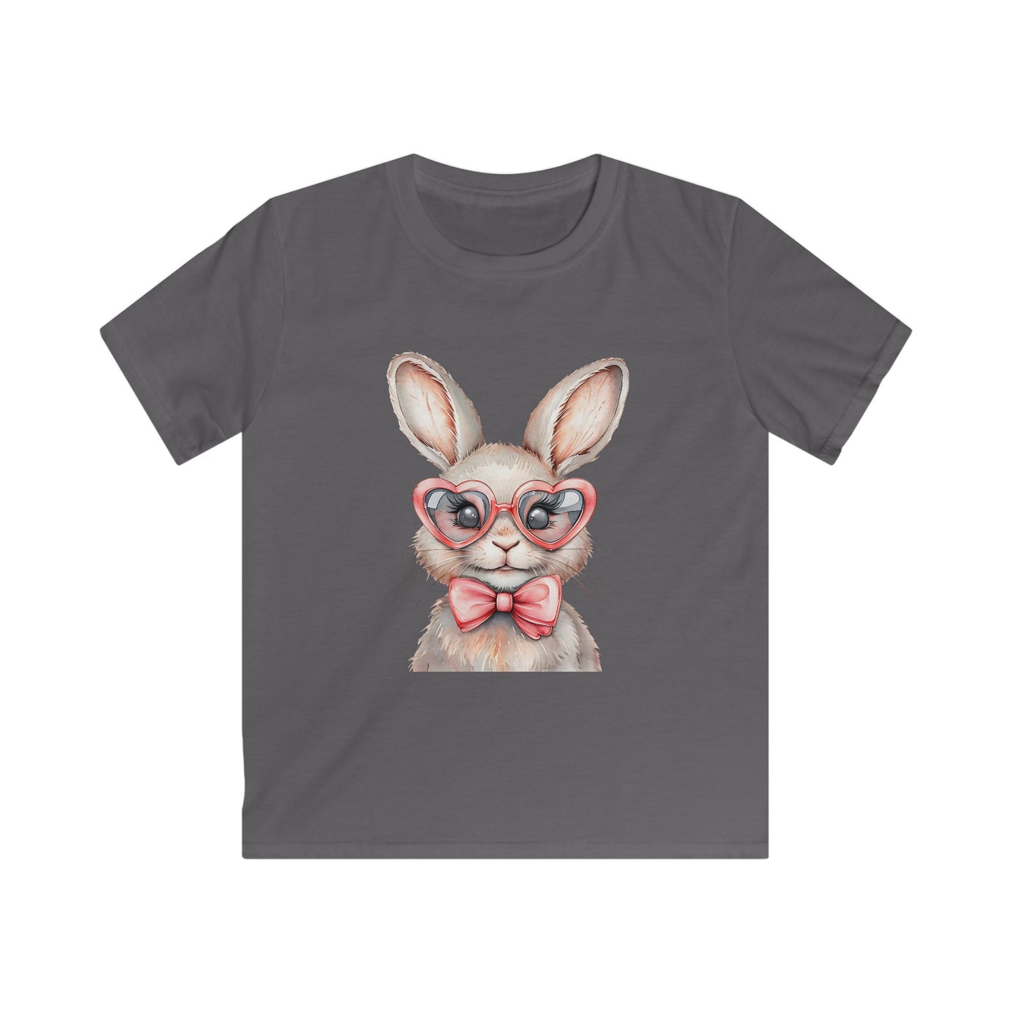 Kids Bunny Tee — Cute Bunny with Heart Glasses & Bow Kids Shirt